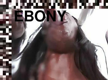 Three ebony sluts evanni, ana and chanell suck white cock like crazy