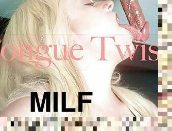 Tongue Teasing MILF Milking Table Edge Precum Play and Cum Swallow