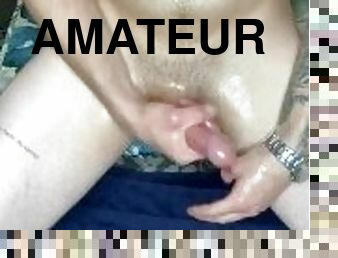 masturbation, amateur, ejaculation-sur-le-corps, énorme-bite, jeune-18, ejaculation, fantaisie, solo, bite