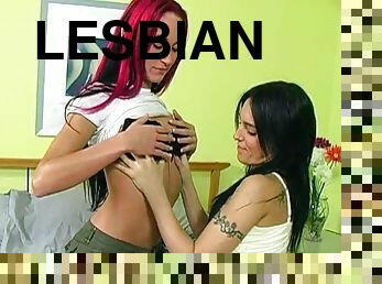 A teen lesbian babe fucks her girlfriend with a strapon