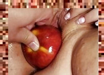 Apple Cream Dream - Squirting dripping wet orgasm, food insertion