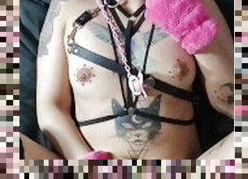 Big Ass Slut fucked by stepdad Creampie, female orgasm, leash and collar, anal plug Part 4