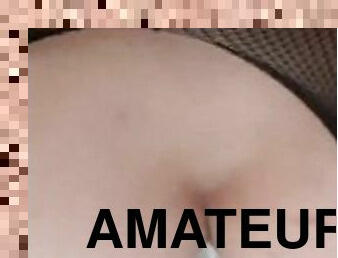 cul, bouteille, extrême, amateur, anal, jouet, pieds, bas, résille, gode