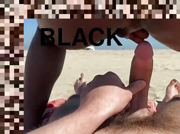 en-plein-air, public, énorme-bite, interracial, gay, ejaculation-interne, black, plage, pute, bout-a-bout