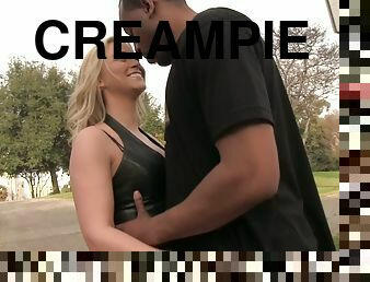 Blonde Girl Gets Fucked and Creampied by a Black Guy