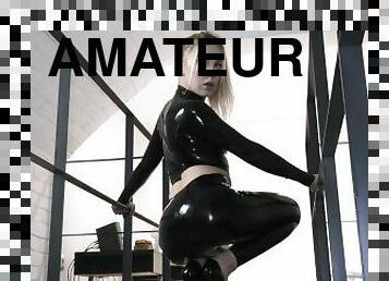 amatør, pornostjerne, blond, fetisj, latex