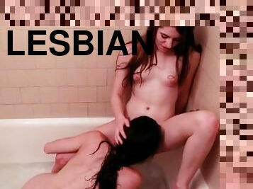 Hot Lesbians Get Steamy In The Bathtub