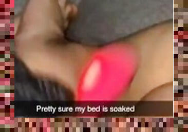 Slutty girl soaks her bed