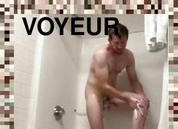 baignade, cam, voyeur, ejaculation, webcam, douche, blanc, bite