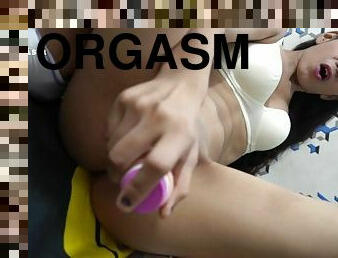 asiatique, masturbation, orgasme, amateur, ados, jouet, indien, horny, gode, assez