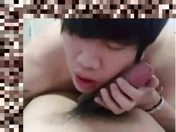 Asian slut boy bareback with his guest