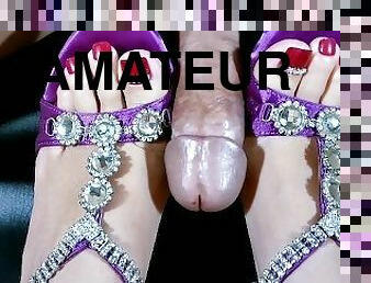 amateur, énorme-bite, esclave, pieds, ejaculation, belle, fétiche, maîtresse, branlette-avec-les-pieds, bite