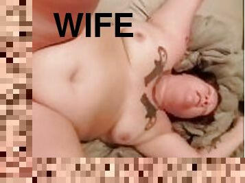 Got out of shower to catch BBW wife playing with pussy