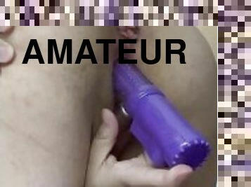 Solo purple dildo play