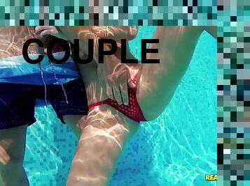 hardcore, couple, chienne, piscine, string, sauvage