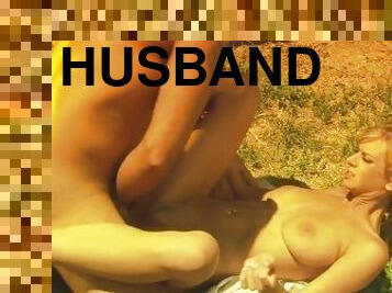 Huge Dick Husband Fucked His Blonde Busty Wife Outdoor