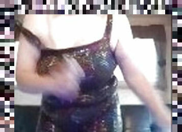 BBW Plays Just Dance in a Sparkly Rainbow Leotard