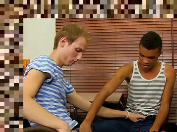 Cute black twink Robbie Anthony gets anal fucked by Evan James