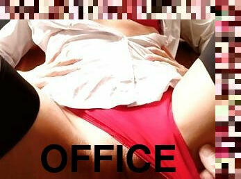 my private secretary office sex in red hot lingerie ends with cum pussy