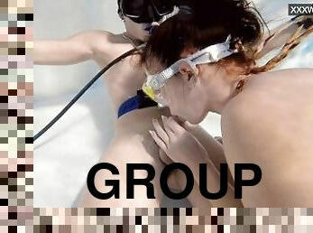 Group sex underwater with Eva Sasalka