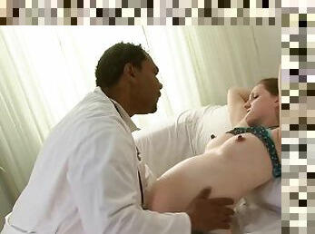 Very heavily pregnant woman with black cock