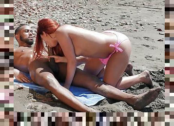 Redhead Babe Fucked In The Beach
