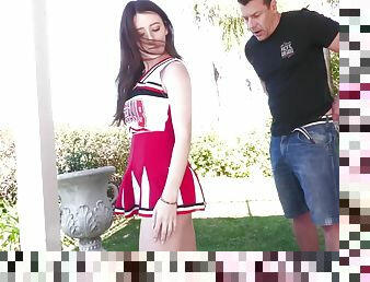Hot cheerleader Charly Summers gets talked into riding his dick