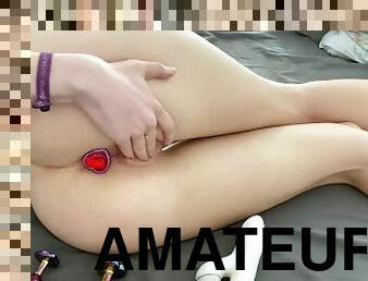 Anal amateur tries out diffrent size plugs - how much can I take by now?
