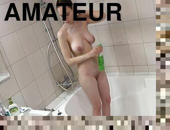 baignade, gros-nichons, russe, amateur, cam, espion, voyeur, douche, brunette, caché