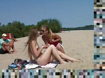 Totally naked teenager on spy beach 2