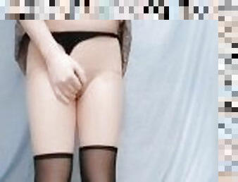 Kasnicole 001V Kigurumi uniform pantyhose & stockings remote vibrator masturbate pussy to orgasm