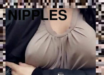 Hard Nipples Through Shirt, Outside. (short tease)