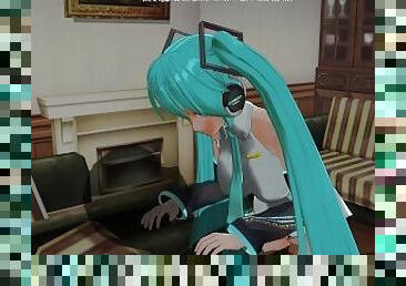 3D HENTAI Hatsune Miku rides your cock and gets cum in pussy