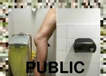 Quick self piss in public restroom