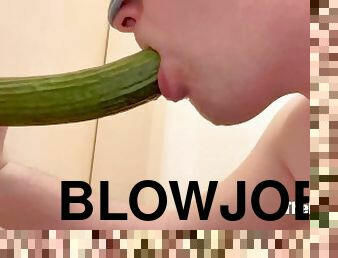 Watch Me Suck This Gigantic Cucumber For The First Time