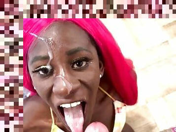 Huge Facial on Hot Ebony Chick