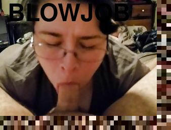 Giving hubby a blowjob with swallow