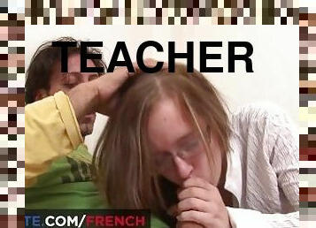 Beautiful teacher knows how to keep her student focused