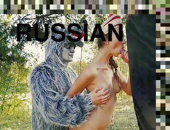 оргазм, на-свіжому-повітрі, росіянка, великий-член, секс-із-трьома-партнерами, обличчя, брюнетка