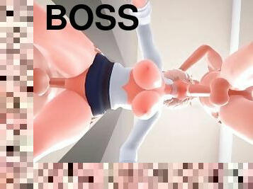 Boss and friend fuck secretary threesome 3D