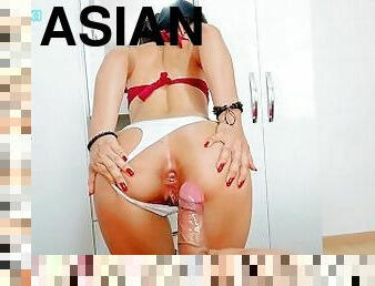 asiatique, anal, fellation-profonde, ejaculation-interne, point-de-vue, serrée, chevauchement, petite, cow-girl, jeans