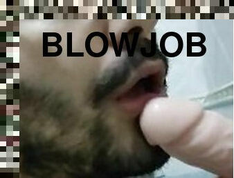 a sloppy and dirty blowjob to a 8 inches dildo with deep throat, dialog JOI and Gagging