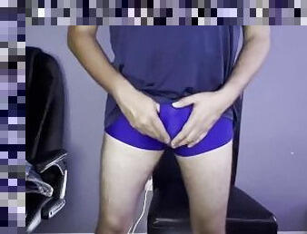 Amateur guy moaning and jerking off in his room