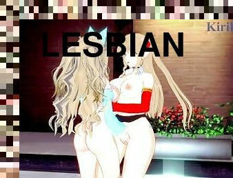 orgasme, lesbienne, ados, doigtage, anime, hentai, 3d