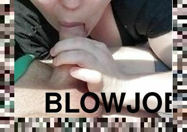 offentlig, amatør, blowjob, cumshot, handjob, deepthroat, cum, brunette, tattoo