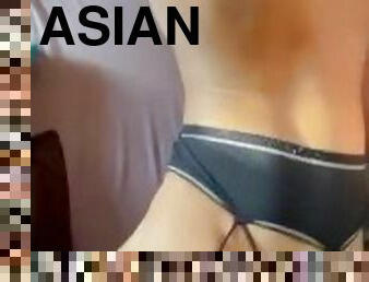 Cumshot on asian ass, my hot asian roommate loves my white cock