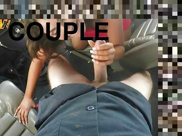 Babe is picked up on the street and sucks dick in the car