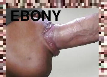 Big hard white cock cum in ebony slut mouth