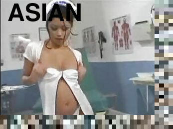 Tasty Asian nurse in stockings fucked hard