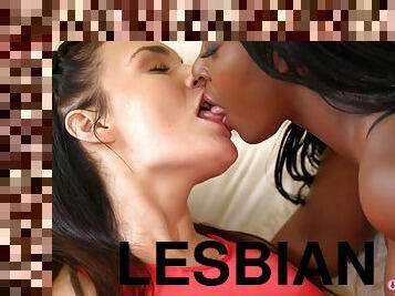 Hannah Vivienne and her best friend in lesbian interracial porn